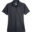 A black polo shirt is shown on a white background.