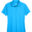 A blue polo shirt is shown on a white background.