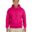 A man in a pink hoodie is smiling.