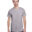A man wearing a gray t-shirt and jeans.